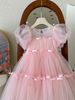 Princess Style Bubble Sleeve Mesh Skirt For Little Girls Summer 2025 Fashionable Cute Fairy Tale Princess Dress Girls Skirt_ecoleips.com