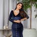 Women's New Temperament Slim Sexy Chest High Waist Diamond Button Velvet Dress Dress_ecoleips.com