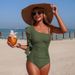 European American Style One Shoulder Women's Swimsuit 2026 New One Piece Factory Wholesale Nylon in Stock Amazon Style_ecoleips.com