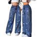 American Retro Blue Jeans For Women, Autumn And Winter 2025 New Style With Rhinestones, Butterfly Loose Straight Long_ecoleips.com
