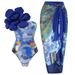 Women's Clothing One Piece Swimsuit Women's Tight Fitting Slim Big Flower Swimsuit Suit Beach Chiffon Long Skirt_ecoleips.com