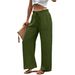 Women's High-Waisted Wide Leg Pants Casual Loose Fit Beach Vacation Trousers with Drawstring And Pockets_ecoleips.com