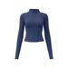 Women's Solid Color Basic Yoga Outerwear Nude Fit Tight Fit Breathable Stand Collar Sports Fitness Top_ecoleips.com