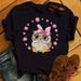 Maycaur Cartoon Owl Print T Shirt Women Kawaii Graphic Shirts Casual Short Sleeved Black Female Tee O-neck Harajuku T-shirts_ecoleips.com