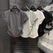 Summer Women's Slim Fit T-Shirt Pure Desire Short Sleeve Pullover Top Solid Color Waist Design For Hot Girls_ecoleips.com