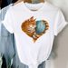 Cross-border Supply Spring-summer Geometric Pattern White Plus-size Women's Short-sleeve Round-neck Printed T-shirt For_ecoleips.com