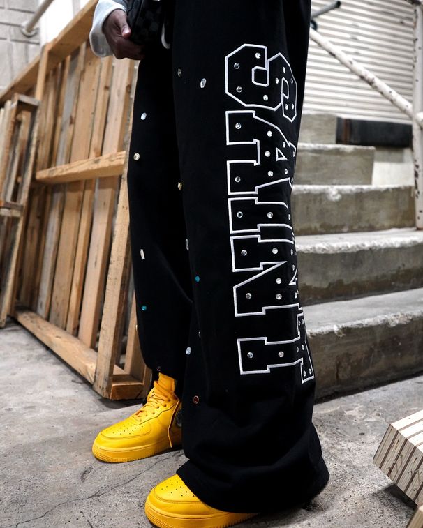 Women's Clothing Loose Diamond Printed Casual Pants Letter Patterned Trousers Fashionable Loose Fit_ecoleips.com