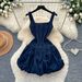 Summer Denim Suspender Dress for Women Korean Style Tulip Pattern Slimming Waist Cinching Elegant A-Line Skirt Hot Girl Niche Design_ecoleips.com