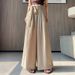 Suitable For All Seasons Tencel Linen Bowknot Wide-Leg For Women Summer High-Waist Loose Draped Sun-Protective Cotton-Linen Floor-Length Lazy_ecoleips.com