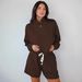 Cross-border Wholesale In-stock Items: Women's Two-piece Set With A Collared Sweatshirt Three-quarter Shorts, Sporty,_ecoleips.com