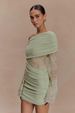 Women's Sexy Lace Panel Knit Off Shoulder Long Sleeve Bodycon Mini Dress – Elegant Party Gown_ecoleips.com