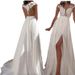 Women's Clothing Sexy Lace Slit New Wedding Dress Tail Wedding Dress_ecoleips.com