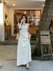 Gentle French Style V-Neck Lace Dress For Women In Summer 2025, Simple And Versatile Camisole Long Skirt, A-Line Skirt_ecoleips.com
