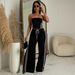 Women's Clothing New Fashion Slim Solid Color Tube Top Wide Leg Pants Suit Two Piece Set Delivery_ecoleips.com