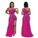 Women's Clothing new style fashionable sexy off-shoulder hot diamond high slit evening dress _ecoleips.com