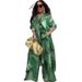Women's Floral Print Lounge Set – Elegant Long-Sleeve Top + Wide-Leg Pants, Summer Viscose-Blend Two-Piece Outfit (Yellow/Green/Grey)_ecoleips.com
