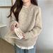 girl Soft Cozy Round Neck Pullover Sweater Women, Autumn And Winter New Lazy Style, Loose Fit, Solid Color, Long Sleeve_ecoleips.com