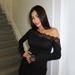 Women's Autumn Long Sleeve T-Shirt Asymmetrical Neckline Lace Patchwork Short Off-Shoulder Sexy Top Fit True to Size_ecoleips.com