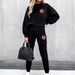Women's Casual Lounge Set Long Sleeve round Neck Two Piece Outfit Soft Acrylic Tracksuit Comfortable Winter Home Wear_ecoleips.com
