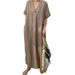 2025 New Women's Clothing Casual Short Sleeved V Neck Discount Solid Color Multi Color Women's Dress_ecoleips.com