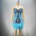 Women's Clothing New Blue Sexy Tube Top Feather Sequin Hip Dress_ecoleips.com