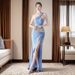 Verve 2025 New Women's Single Piece High-End Elegant Light Sequin Host Evening Dress Gown_ecoleips.com