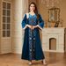 Women's Clothing Gold Velvet Heavy Embroidery Splicing Muslim Dress Dubai Long Skirt_ecoleips.com