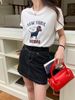 K Fun Cartoon Dog Print Round Neck Shoulder Short Sleeved T-shirt_ecoleips.com