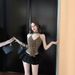 Hot Girl Leopard Print Backless Halter Neck Camisole Women, Summer Tight-fitting Short Top Outerwear, Suitable For_ecoleips.com
