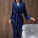 Knitted Gold Velvet Long Sleeve Robe Pants Soft Comfortable Pajama Set European And American Autumn Cross-Border_ecoleips.com