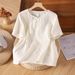 A Summer Short-Sleeved Top With Exquisite Embroidery, Loose Fit, Large Size, And A Stylish Retro Cotton-Linen Design; Fe_ecoleips.com