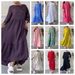 Women’s Clothing Summer Women's Round Neck Gathered Long Sleeves Drawstring Back Tie Solid Color Casual Dress_ecoleips.com