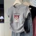 American Retro Hot Girl Short T-Shirt for Women Slim Fit round Neck Summer Design Versatile Short Sleeved Top_ecoleips.com