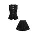 Women's Minimalist Commuter Two-Piece Set Sleeveless Vest & Short Skirt Modern Office Wear High-End Solid Color Short Length_ecoleips.com