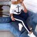 Women's Clothing Hot-selling Anchor Print Short-sleeved T-shirt Navy Sweatpants Ladies Casual Suit_ecoleips.com