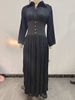 New Autumn Cross-border Women's Fashion: European American Best-selling Solid Color A-line Dress With Pleated Waist And_ecoleips.com