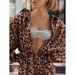 Fur Coat-Printed Shirt Set With Long Sleeves, High Waist, Wide Leg Pants Autumn Casual Style_ecoleips.com
