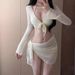 Verve Bikini Swimsuit For Women 2025 New Four-Piece Set High-End White Sexy Two-Piece Vacation Hot Spring Swimwear_ecoleips.com