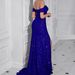 Women's Clothing New Party Sequined One Shoulder Slit Dress INS Temperament Slim Fashion Evening Dress_ecoleips.com