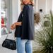 Women's Oversized Blazer Set - Long Sleeve Open Front Drape Jacket With Asymmetrical Hem (S-Xl, White/Black)_ecoleips.com