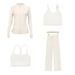 Women's Clothing Women's Slim Fit Stand Collar Jacket Y Shaped Vest U Shaped Vest Straight Leg Pants Four Piece Set Elastic Sportswear_ecoleips.com