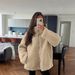 Women's Cozy Fleece Coat With High Neck - Soft Loose Fit Winter Jacket For Casual & Office Wear (Khaki, Coffee, Beige)_ecoleips.com