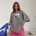 Summer Retro Women's Cotton T-Shirt Short-Sleeved Printed Distressed Top_ecoleips.com