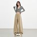 Khaki Straight-leg Jeans For Women, New Autumn/winter 2025, High-waisted, Loose, Slimming, Versatile, Wide-leg,_ecoleips.com