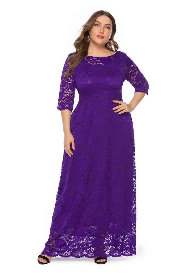 Plus Size Women's Clothing New Lace Pocket Evening Dress Bridesmaid Dress_ecoleips.com