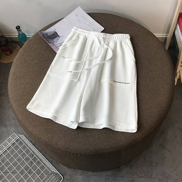 Women's Clothing Simple Letter Print Casual Shorts Women's Summer New Loose Casual Versatile Slim Wide Leg Hot Pants Black And White_ecoleips.com