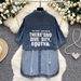 Vintage Denim Shirt For Women - Retro BF Style Casual Oversized Shirt With Asymmetrical Letter Print, Summer Fashion_ecoleips.com
