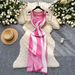 Women's Clothing Printed Sleeveless Knitted Dress For Women Summer New Slim Fit Split Temperament Long Skirt_ecoleips.com