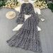 women's french sweet fresh floral print ruffled v neck blouse & high waisted slimming maxi skirt two piece set spring/autumn summer_ecoleips.com