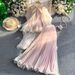 Chic Sleeveless Halter Neck Dress for Women Luxurious Vacation Style with Chiffon Pleated Maxi Skirt Summer Fashion Regular Size_ecoleips.com